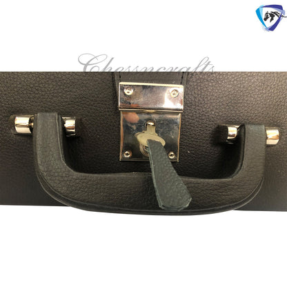 Leatherette Coffer Storage box for Chess Pieces of king Height: 4.0" to 4.5"- 2 Trays, Velvet lining & Lock w/ handle.