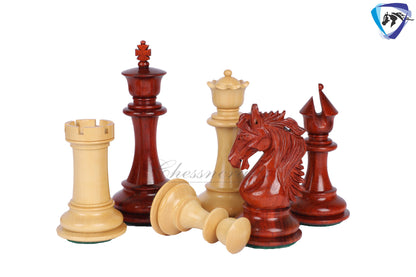 4.5" Luxury Staunton Bud Rosewood Chess pieces Set - STALLION SERIES + 23" Bud rosewood chess board (SQ: 60mm) + Leatherette Storage box
