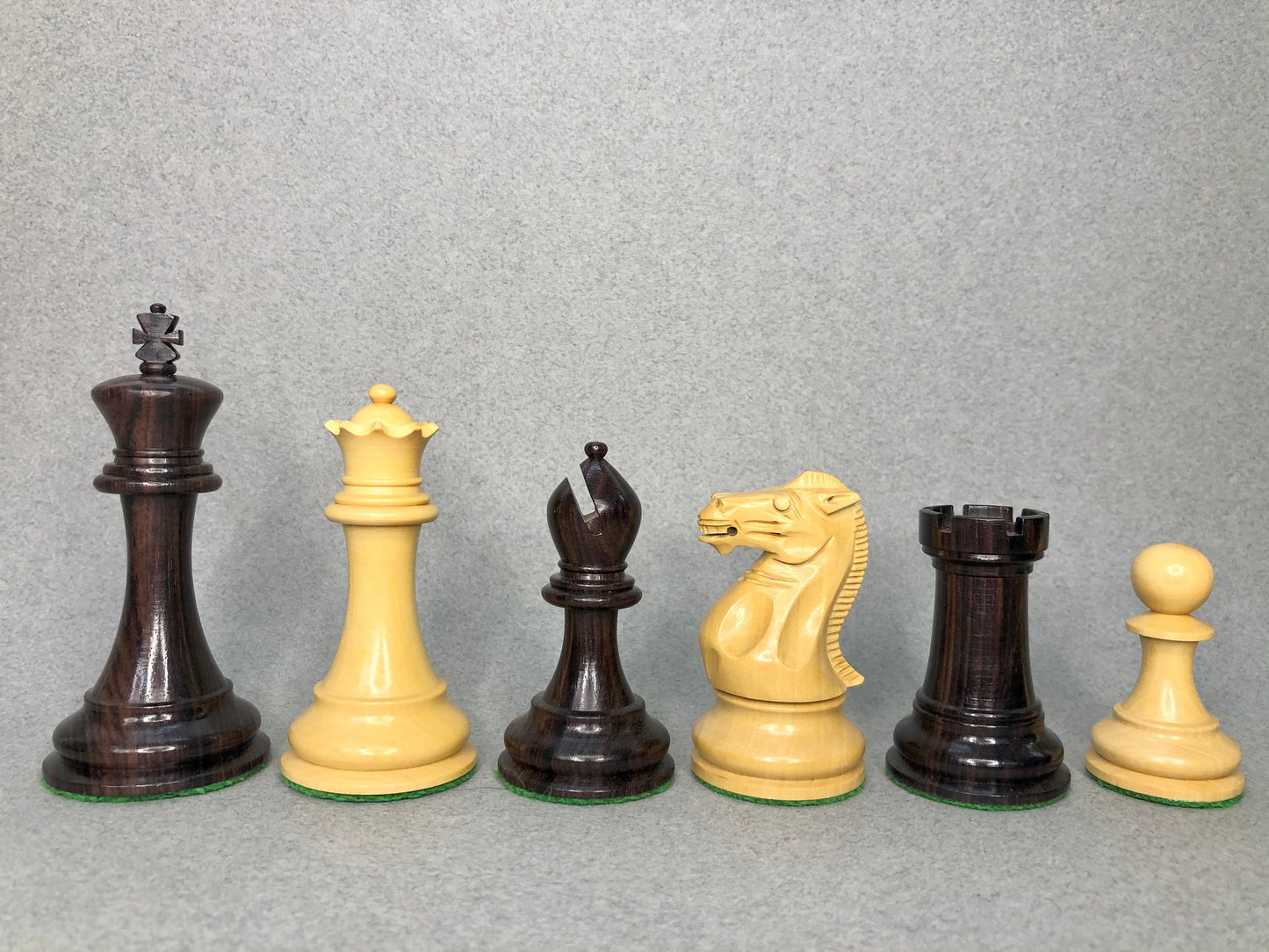 4.1" Staunton Chess Pieces Set Rosewood & Boxwood- ENGLISH CLUB SERIES  Weighted w/ 2 Extra queens- 4Q