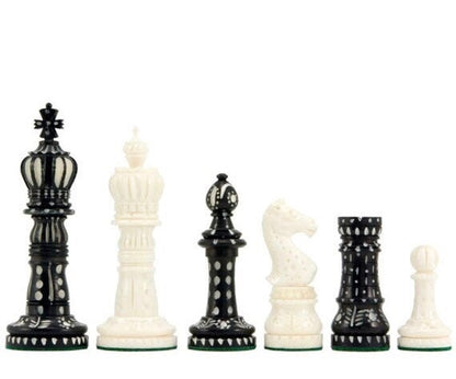 Bone chess pieces set king 4" hand carved camel bone chess set Crown design-ONLY CHESS PIECES(32)
