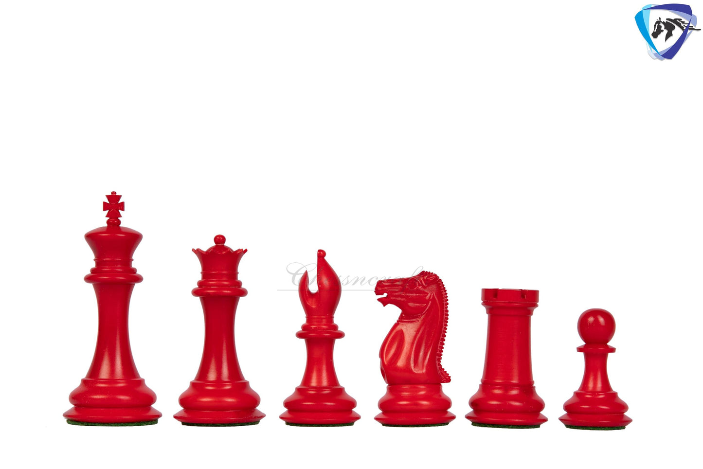 3.75" Camel Bone Staunton chess Pieces set- 1849 reproduced Cooke in Red & white color + 21" Bud rosewood chess board + Leather Storage Box