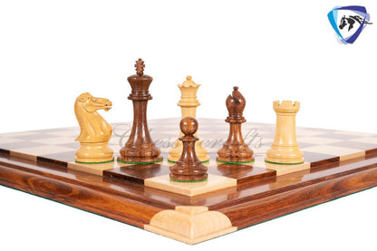 4.1" Staunton Chess Pieces Set Golden Rosewood(sheesham) ENGLISH CLUB series + 21" Golden Rosewood Chess board STEP Design + Storage Box