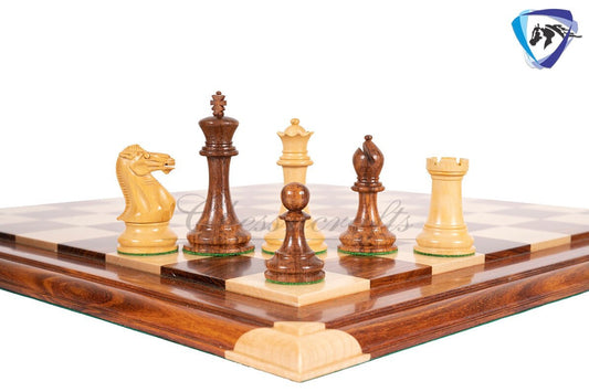 4.1" Staunton Chess Pieces Set Golden Rosewood(sheesham) ENGLISH CLUB series + 21" Golden Rosewood Chess board STEP Design + Storage Box