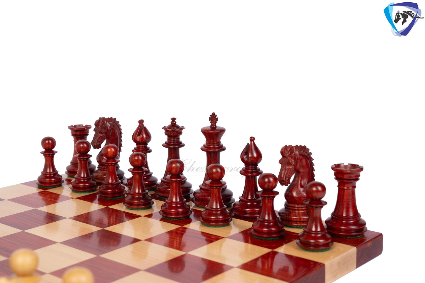 3.75" Staunton Bud Rosewood Chess pieces Set- THE ADVENT series + 50mm Borderless solid Budrosewood chess board + Leather storage box