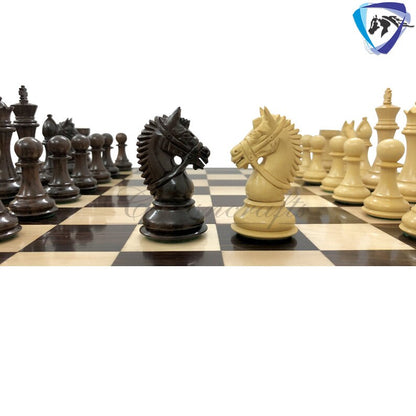 Chess Set COMBO of 4.1" Staunton Rose wood Chess Pieces EXCALIBUR Weighted with 19" Rosewood Chess board  2 Extra queens
