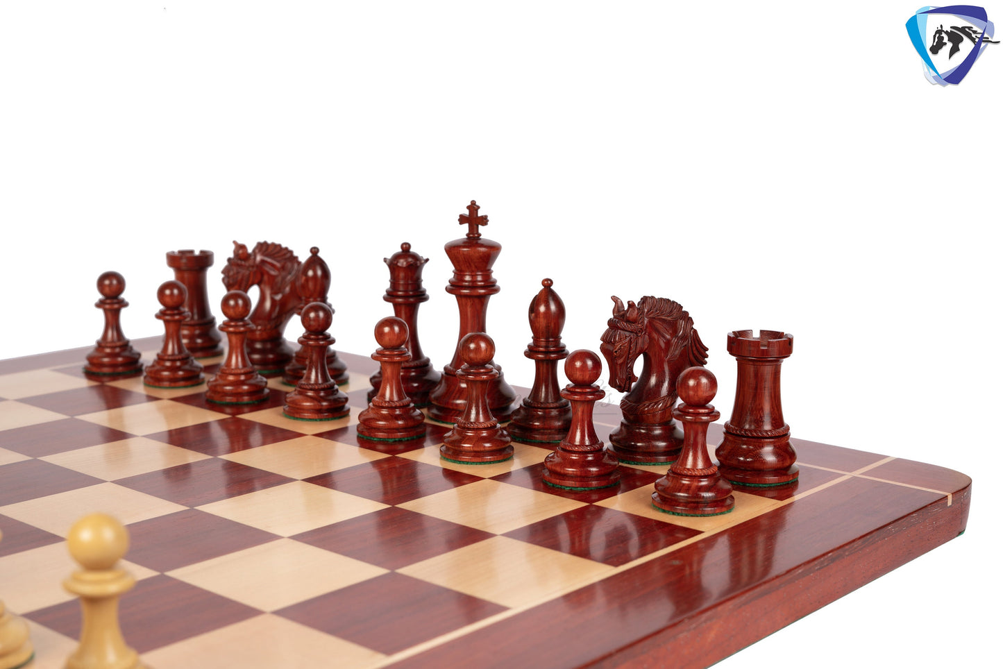 4.5" Staunton Bud Rosewood Chess pieces Set- Luxury KING ARTHUR-Triple Weighted + 21" Bud Rosewood Chess Board(55mm) + Leather Storage Box