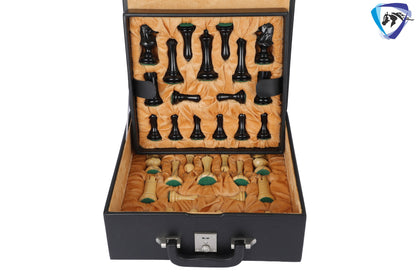 4" Ebonywood Staunton Chess pieces Set- Empire Series Weighted + 19" Ebonywood chess board(51mm) + Leather Storage box for chess men.