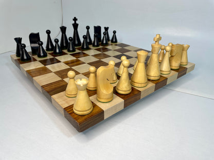 19th Century Russian Soviet Reproduced classic series Chess pieces 4" in Ebonized boxwood/ 50MM Golden Rosewood Borderless Chess Board Combo