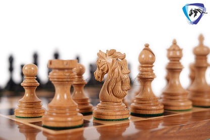 4.4" Staunton Ebony wood & German Wood(rare) Luxury Chess pieces Set- KENNEDY-JFK - Triple Weighted 2 Extra queens
