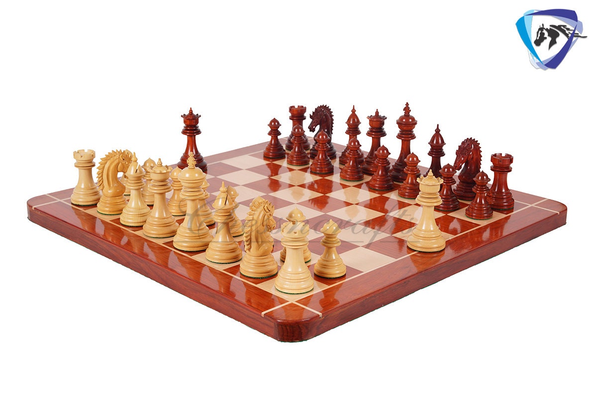 4.5" Staunton Bud Rosewood Chess pieces Set- CYRUS Series-Weighted -Extra queens + 21" Bud Rosewood chess Board + Storage Box COMBO