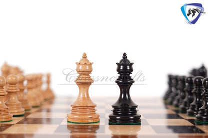 4.4" Staunton Ebony wood & German Wood(rare) Luxury Chess pieces Set- KENNEDY-JFK - Triple Weighted 2 Extra queens