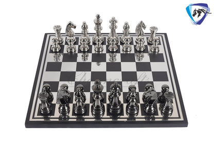 14" Metal Chess Board Set Staunton design 3.25" chess pieces with chess board.
