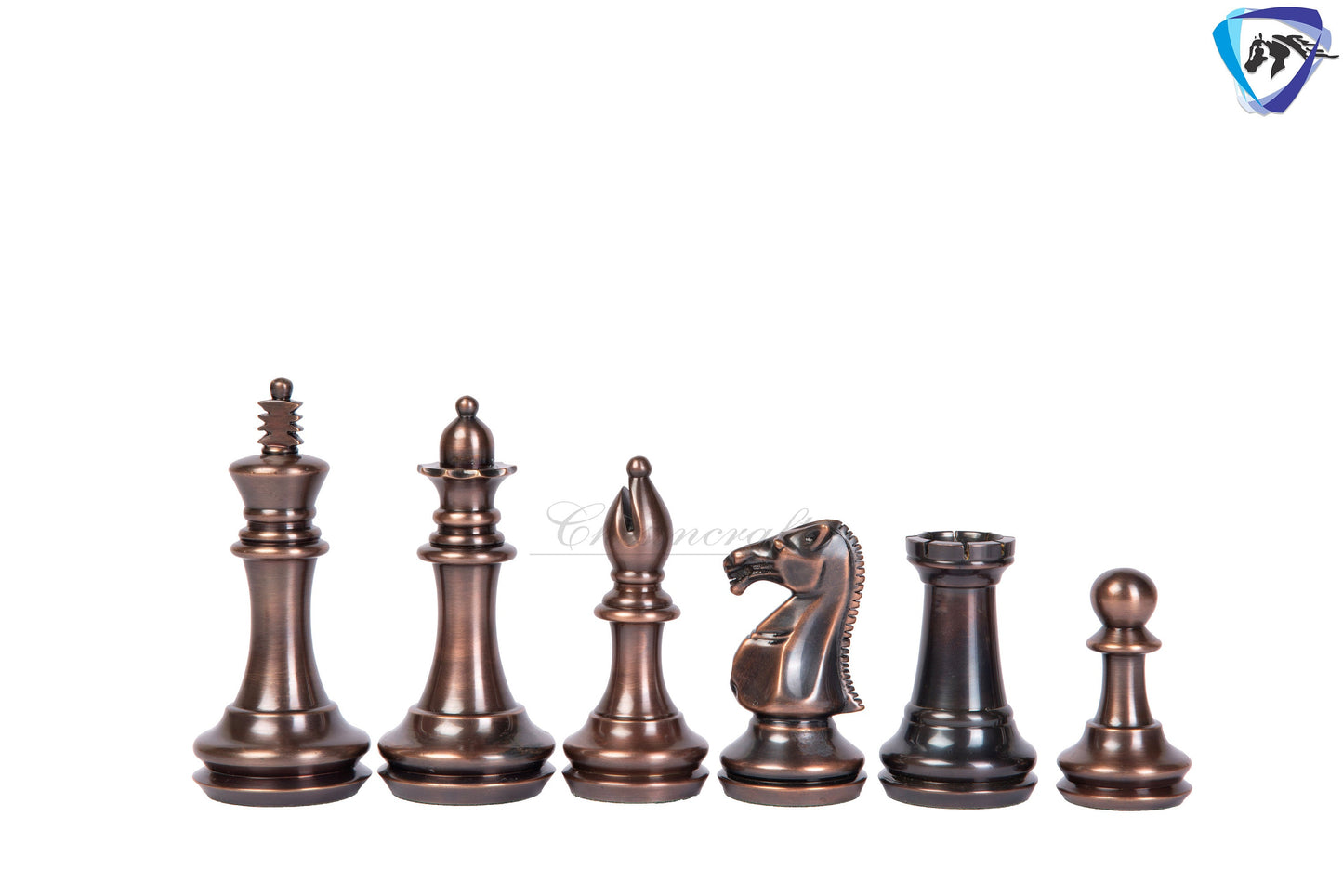 1849 Brass Staunton chess pieces set King: 4" EXCLUSIVE MATTE FINISH + 21" Ebonywood chess board(55mm) + Leather Storage box