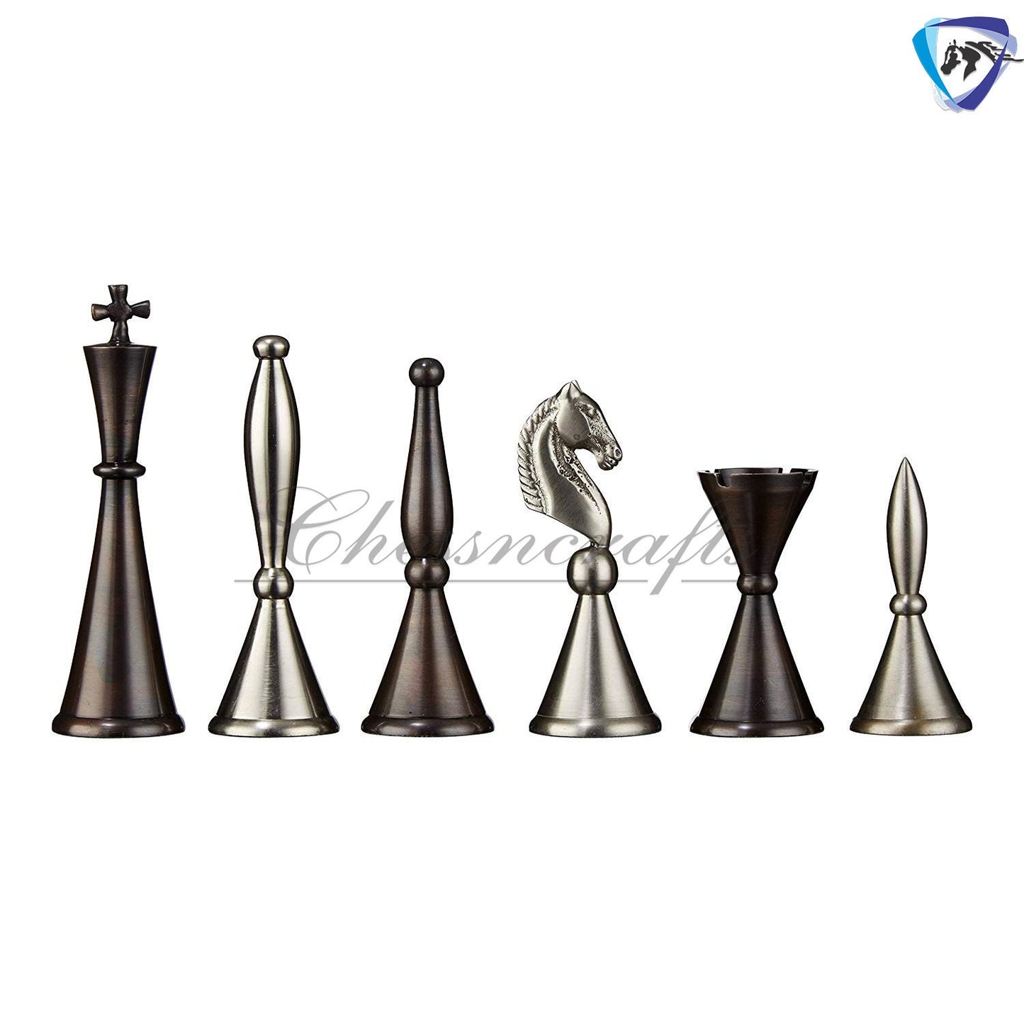 Solid Brass Chess pieces set French Silver copper King: 4.25"