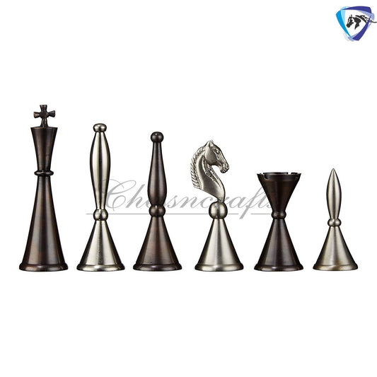 Solid Brass Chess pieces set French Silver copper King: 4.25"