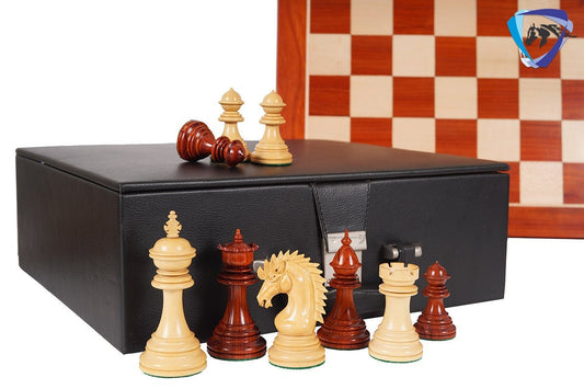 COMBO of Staunton Bud Rosewood Chess pieces Set with Chess board 21"- CYRUS Luxury Chess set 4.5" - Heavy Weighted 2 Extra queens- 4Q