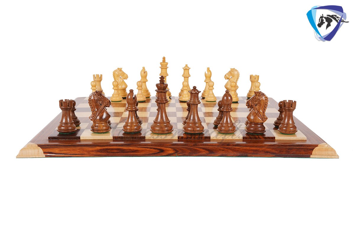 4" Rosewood Staunton chess pieces set BRIDLE SERIES Weighted + 21" Luxury Sheeshamwood Chess board