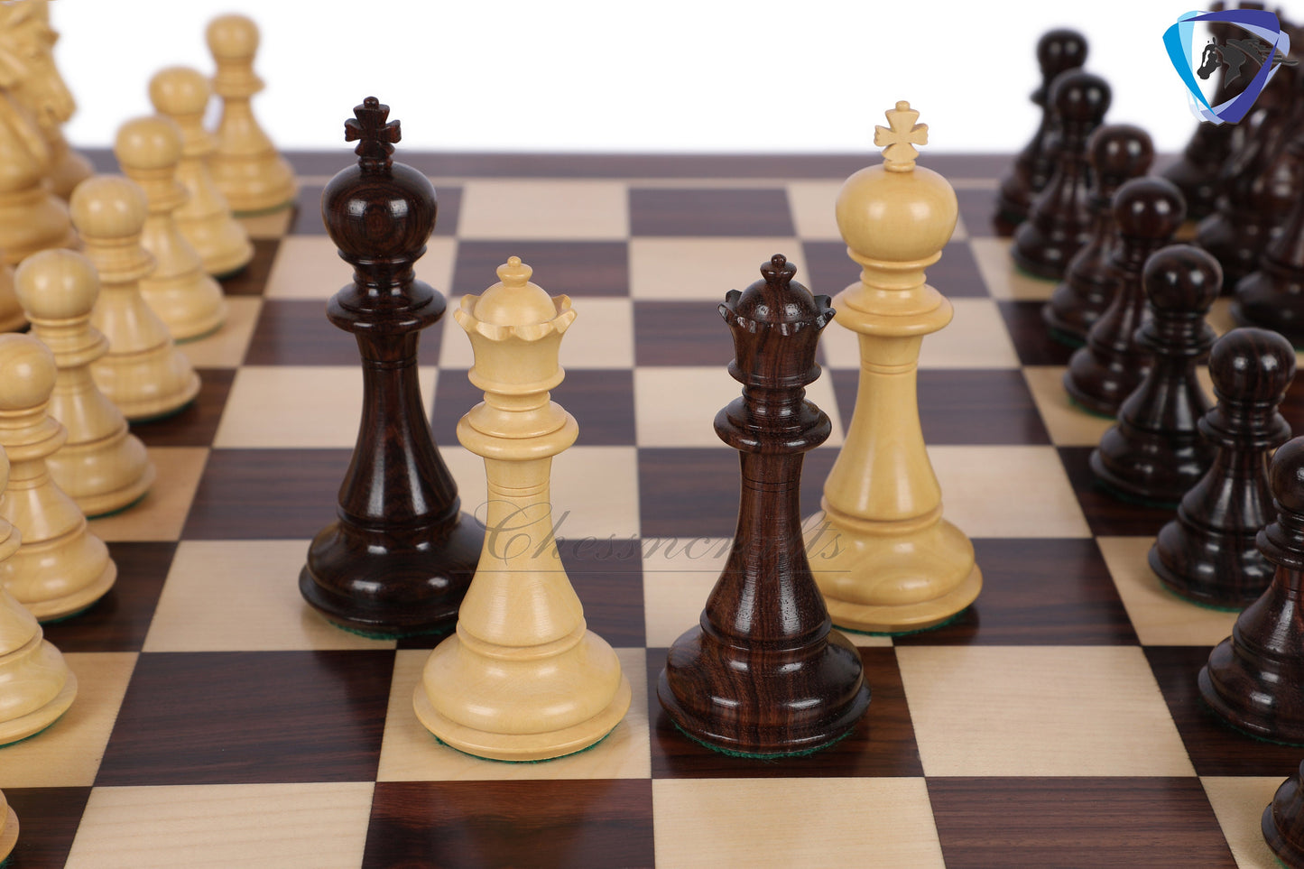 4.5" Luxury Staunton Rosewood Chess pieces Set- SPARTAN series + 21" Rosewood chess board(55MM) + Leatherette storage box for chess men