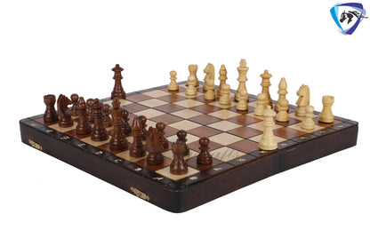 12" Folding wooden chess Magnetic Travel Chess Bord set with Extra Queens-Notations with storage bag | Antique look | BLACKFRIDAY SALE