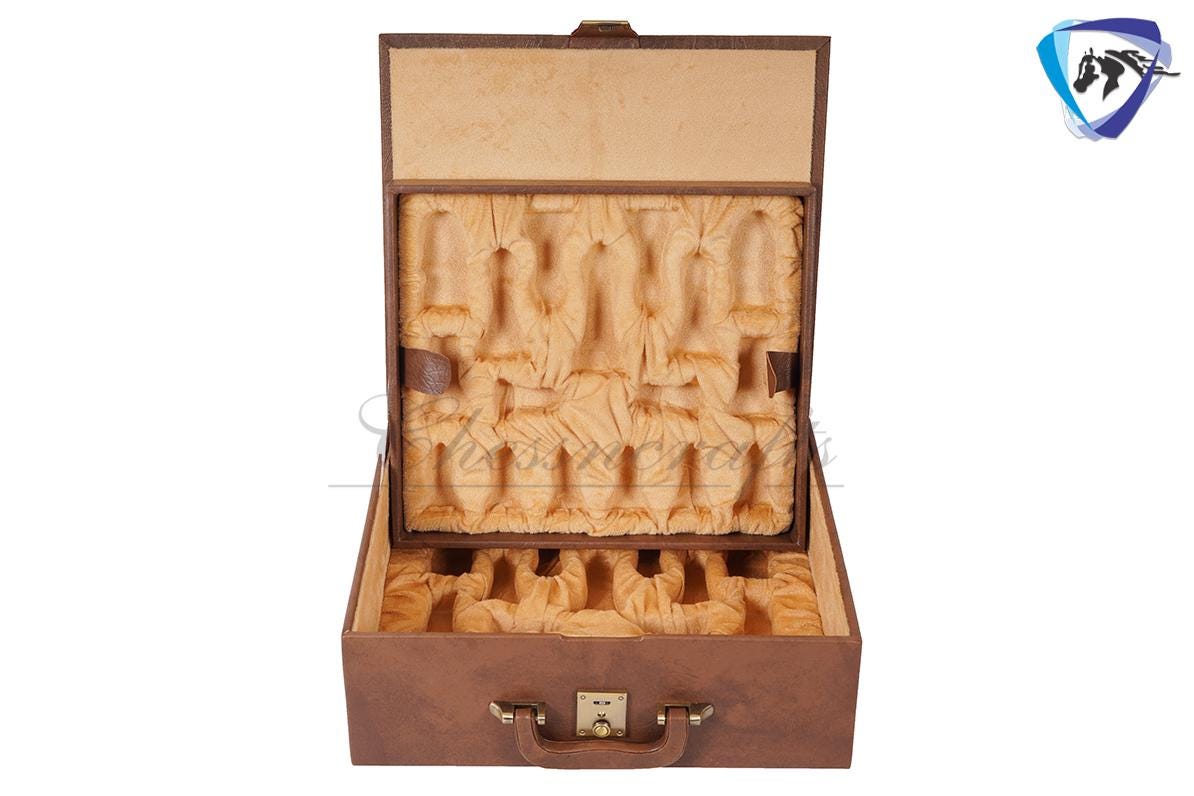 4.5" Staunton Chess Pieces set in Bud Rosewood- PATTON series + 21" Bud Rosewood Chess Board (SQ: 55mm) + Leather Storage box