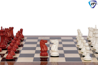 3.75" Camel Bone Staunton chess Pieces set- 1849 reproduced Cooke in Antique distressed + 21" Ebony wood chess board + Leather Storage Box