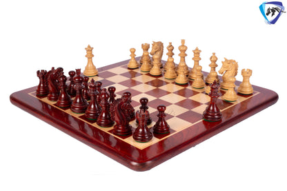 3" Luxury Staunton Bud Rosewood & Boxwood Chess pieces Set- Alexander MINIATURE EDITION + 16" Bud Rosewood Chess Board