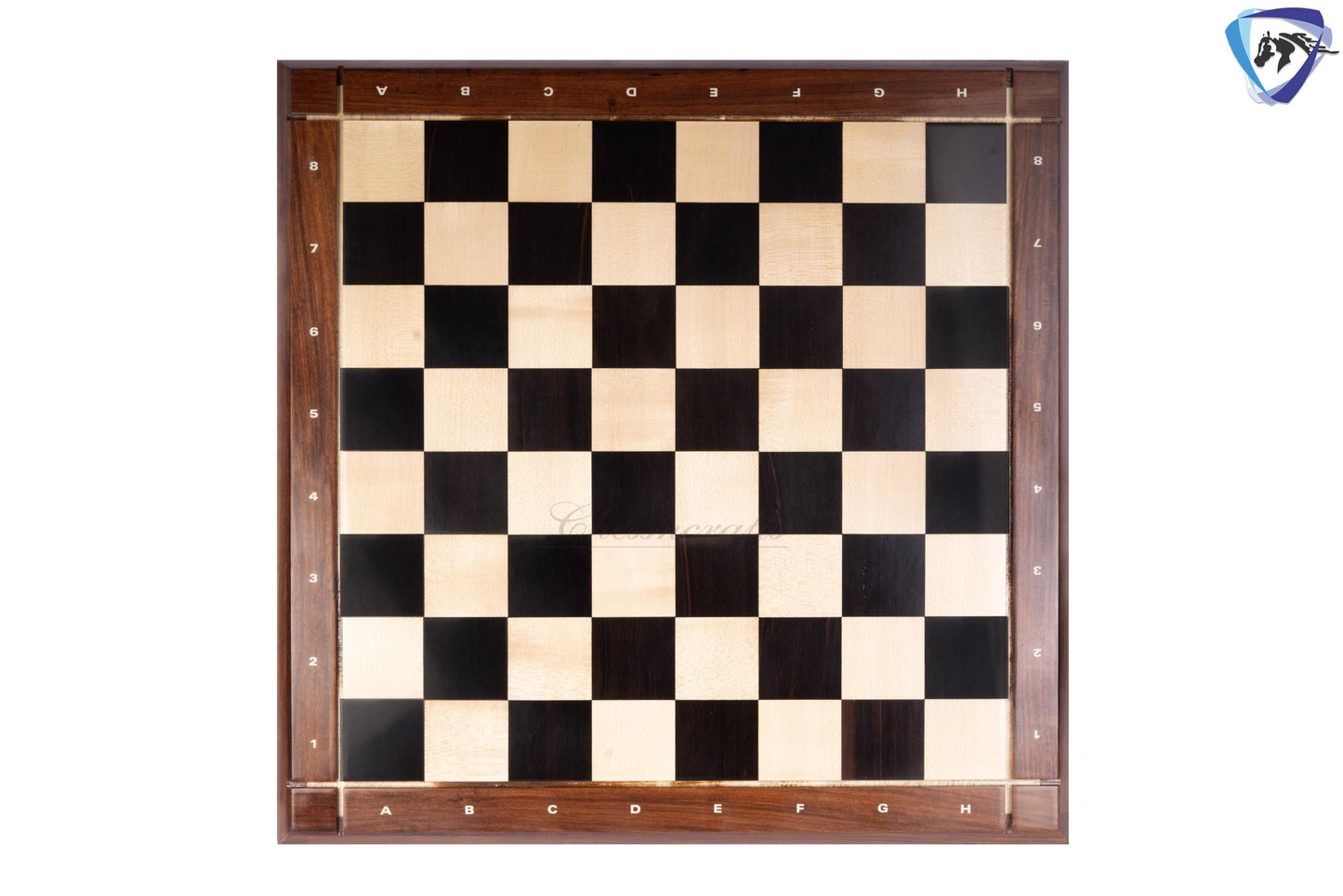 23" Ebony wood Chess board -TAPERED border with Notations made of Golden Rosewood- Handcrafted big size chess board inlaid squares 60mm