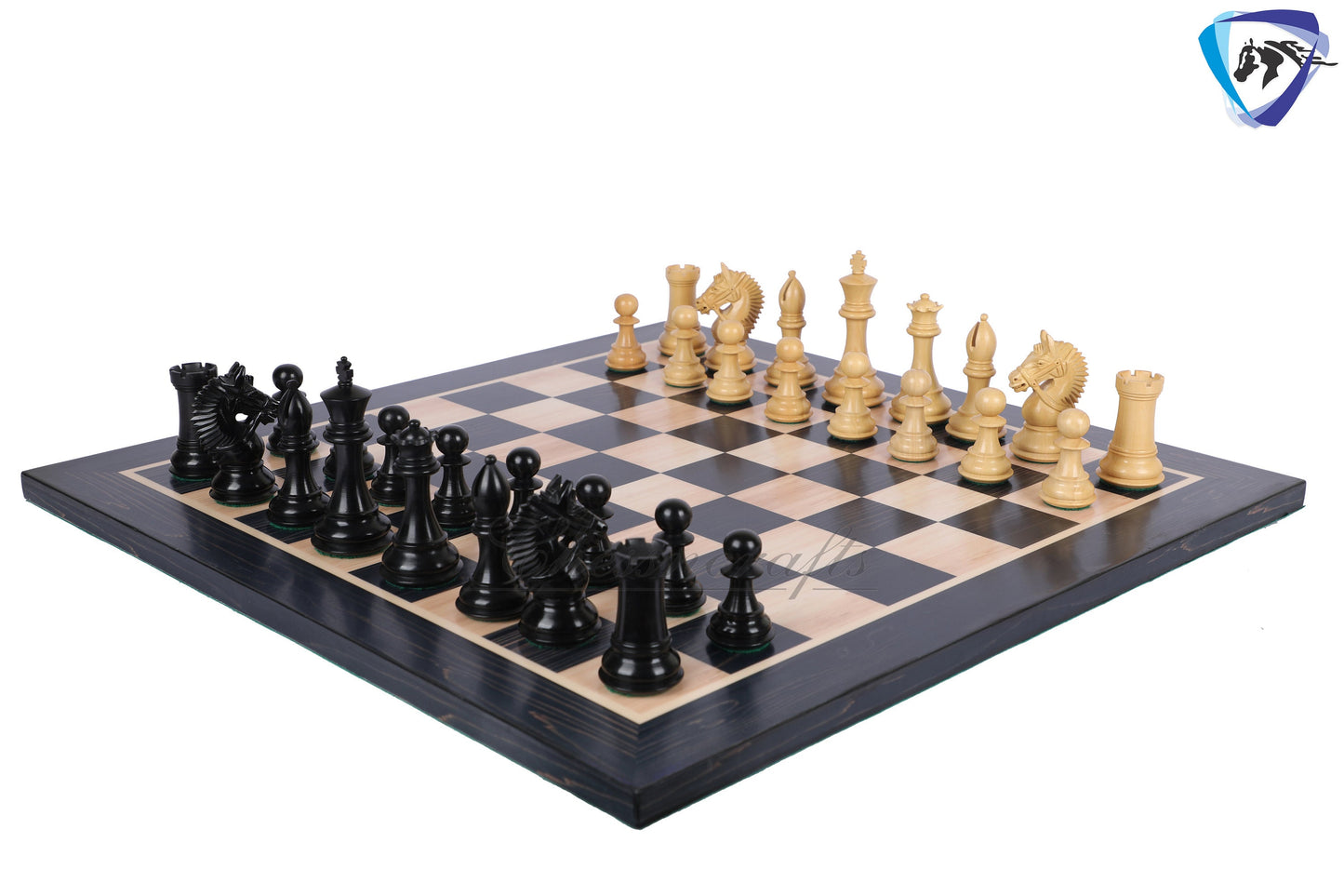 4.2" Ebonywood Staunton Chess Pieces Set - EXCALIBUR- Weighted + 21" Ebonywood look chess board + Leather storage box.
