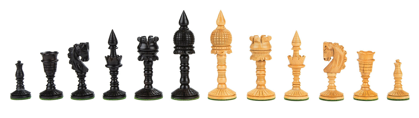 Wooden Chess pieces set - 4" DOME ARTISTIC Hand carved chess pieces in Ebonywood & Boxwood