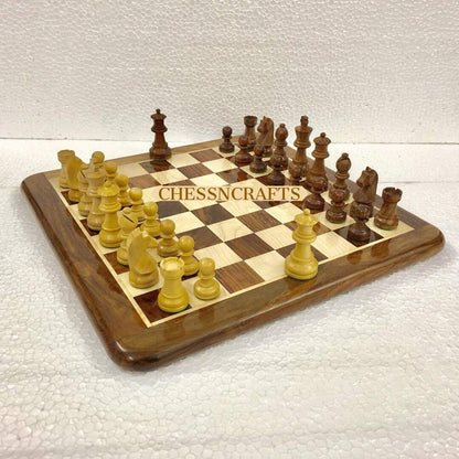 16" Wooden Tournament Chess Set Combo in Golden Rosewood Chess board with King 3" chess Pieces Weighted-4Q-  Super fine smooth polish.