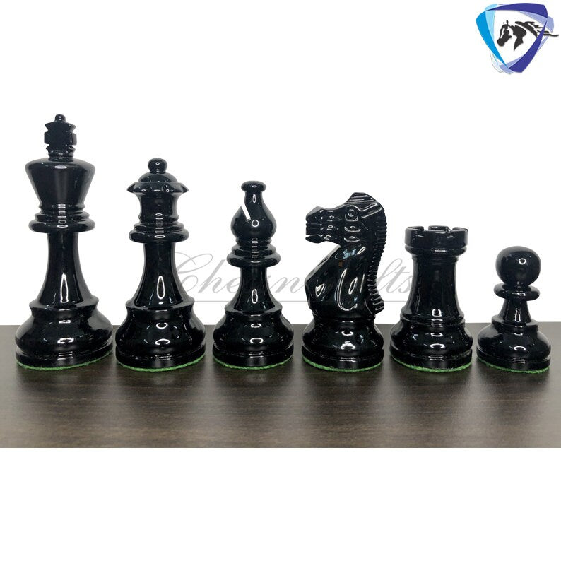 Classic Staunton Chess pieces Set Boxwood Painted Red & Black - King 3.75"  Weighted 2 Extra Queens- Lacquered glossy polish.