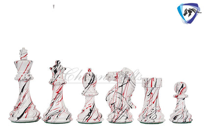 4.1" Wooden chess piece set - MODERN STREET ART Painted Staunton chess pieces Weighted-extra queens + 51mm Ebonywood Chess Board+Storage box