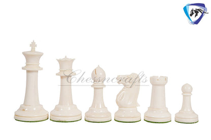 4.2" Camel Bone Staunton chess Pieces set- 1849 Cooke design in Red, Green, Black & White color + Leather storage box combo