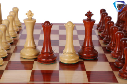 4" Bud Rosewood Staunton chess pieces set EMPIRE series + 19" Bud Rosewood Chess board(sq 51mm) + Leather Storage box for chess men