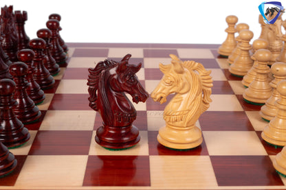 3" Luxury Staunton Bud Rosewood & Boxwood Chess pieces Set- Alexander MINIATURE EDITION + 16" Bud Rosewood Chess Board
