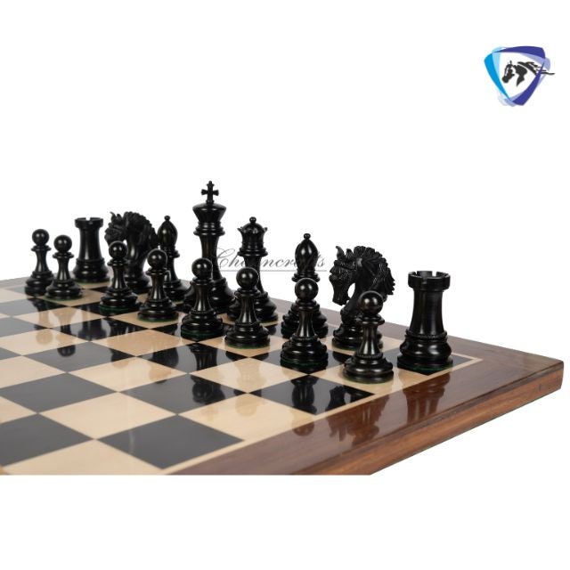 4.5" Staunton Ebonywood Chess pieces Set- Luxury KING ARTHUR+ 23" Luxury Ebonywood Chess Board(60mm) + Leather Storage Box for chess men