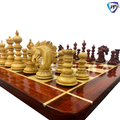 4.4" Bud Rosewood Chess Pieces Set St. Petersburg / Savano Series Luxury Artisan Padauk chess Set Weighted Extra queens- 4Q Weighted