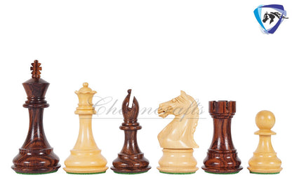 Staunton Chess pieces Set - 4" Fierce Knight Rosewood Chess Pieces set - 21" Rosewood Chess Board + Leather Storage Box COMBO
