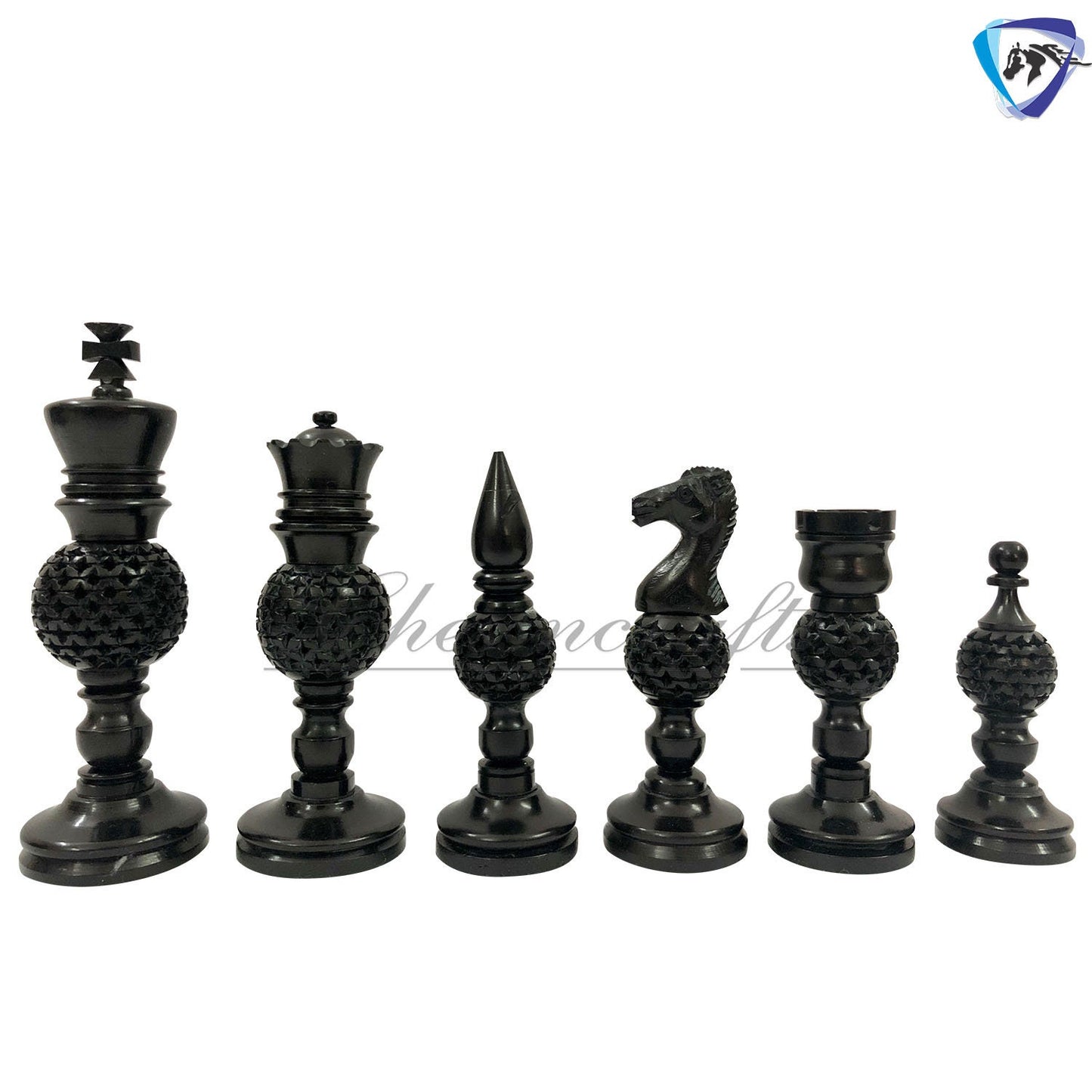 Bone chess pieces set king 4.1" hand carved camel bone chess set MESH BALL DESIGN