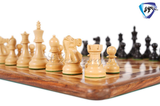 3.9" Reykjavik Staunton Chess pieces Set in Ebonized Boxwood- Weighted 2 Extra queens - 1972 Bobby Fischer Spassky championship chess set.