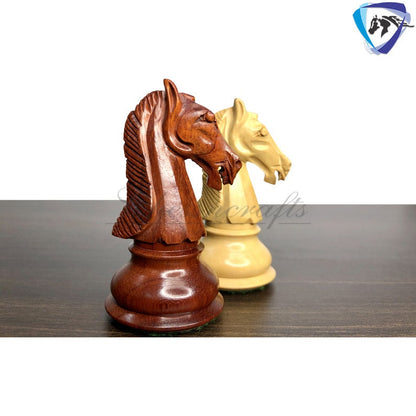 4.2" The Contemporary Staunton Bud Rosewood & Boxwood Chess pieces Set- Triple Weighted 2 Extra queens- 4Q