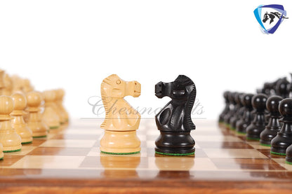 3.9" Reykjavik Staunton Chess pieces Set in Ebonized Boxwood- Weighted 2 Extra queens - 1972 Bobby Fischer Spassky championship chess set.