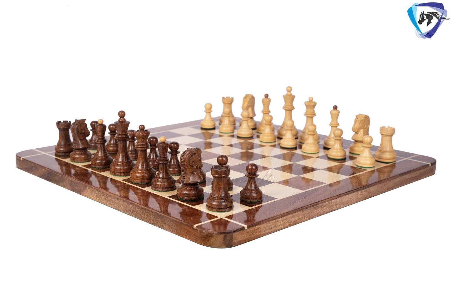 1950 Fischer Dubrovnik Sheesham wood chess pieces set King-3.8" + 21" Shesshamwood chess board + Leather Storage box-Luxury