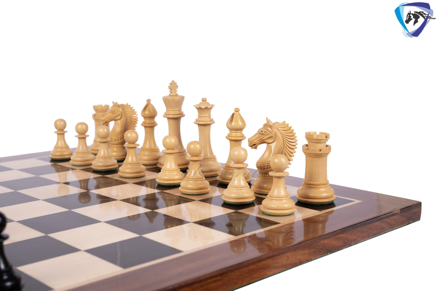 4.5" Ebonywood Staunton Chess pieces Set- CAVALIER Series + 23" Ebony wood Chess Board(sq-60mm) + Leather Storage Box