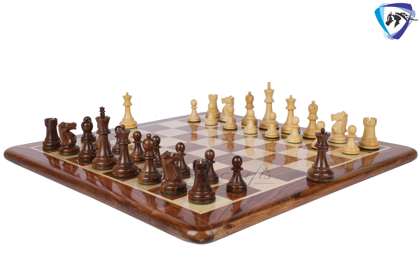 3.75" Fischer-Spassky Chess Pieces set in Golden Rosewood(sheesham) 1972 World Championship Chessmen + 19" Chess Board Sheeshamwood SQ:51MM
