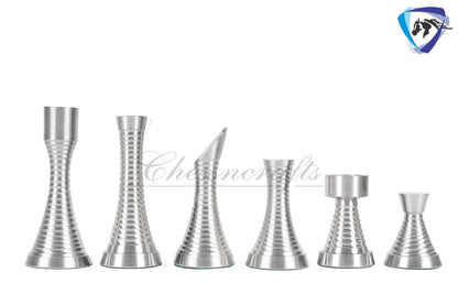 3.5" Solid Brass Chess pieces set RING STEEL SLEEK Silver & Antique Polish Minimalist Brass Chess Pieces set.