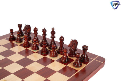 4.4" Staunton Bud Rosewood Chess Pieces Set in LUXURY BRIDLE SERIES + 23" Bud Rosewood chess board(60mm) + Leatherette storage box.