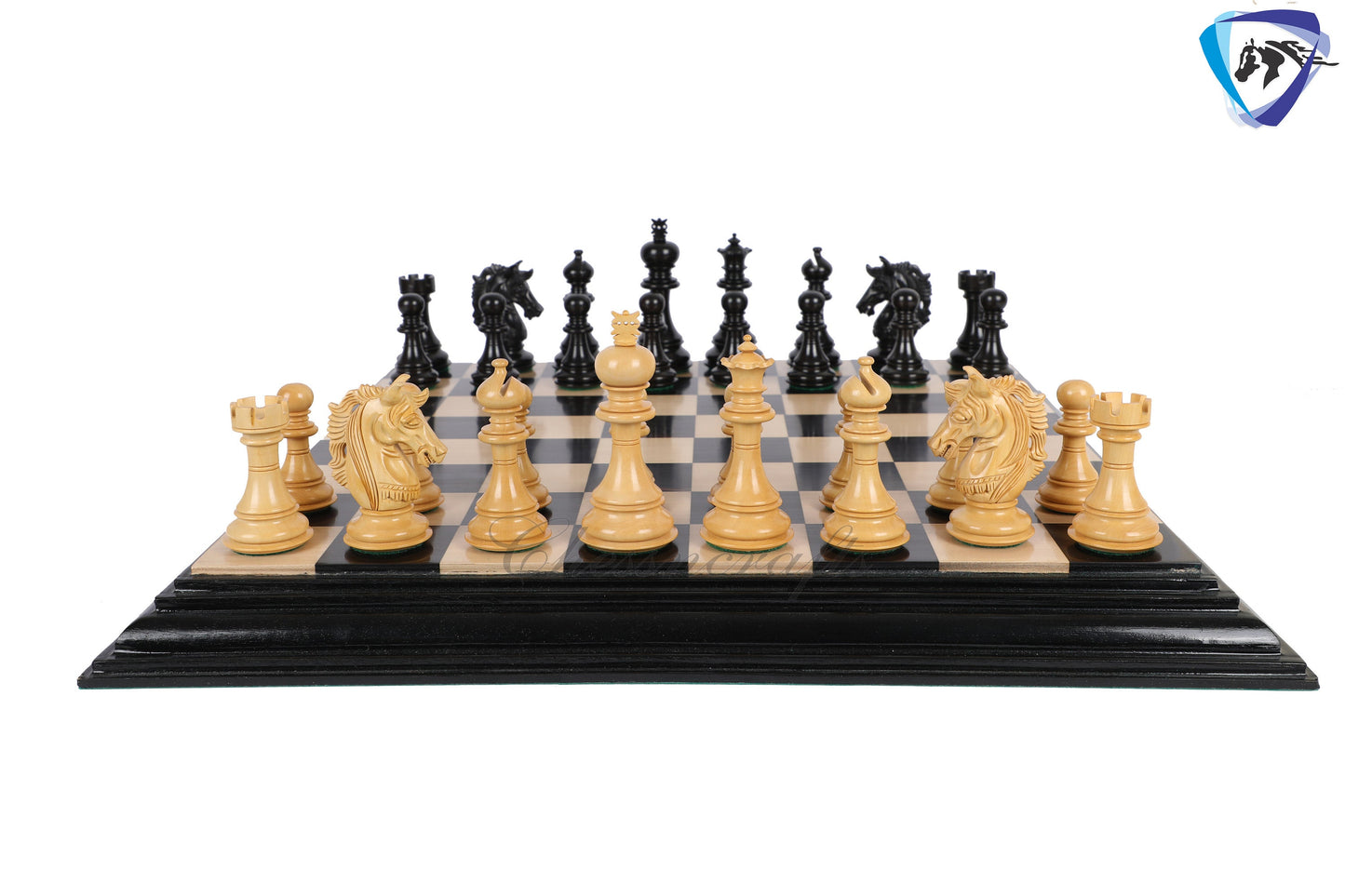 4.5" Luxury Staunton Ebonywood Chess pieces Set- Alexander series-Triple Weighted + 21"/ 23" Ebonywood Chess Board-STEP DESIGN + Storage Box