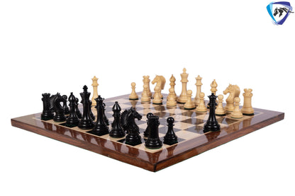 4.5" Ebonywood Staunton Chess pieces Set- CAVALIER Series + 23" Ebony wood Chess Board(sq-60mm) + Leather Storage Box