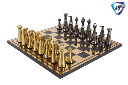 16" Metal Chess Board set- 3.7" Metal Modern minimalist Chess Pieces Set BLACK & GOLD/SILVER Luxury chess set- chess with storage box
